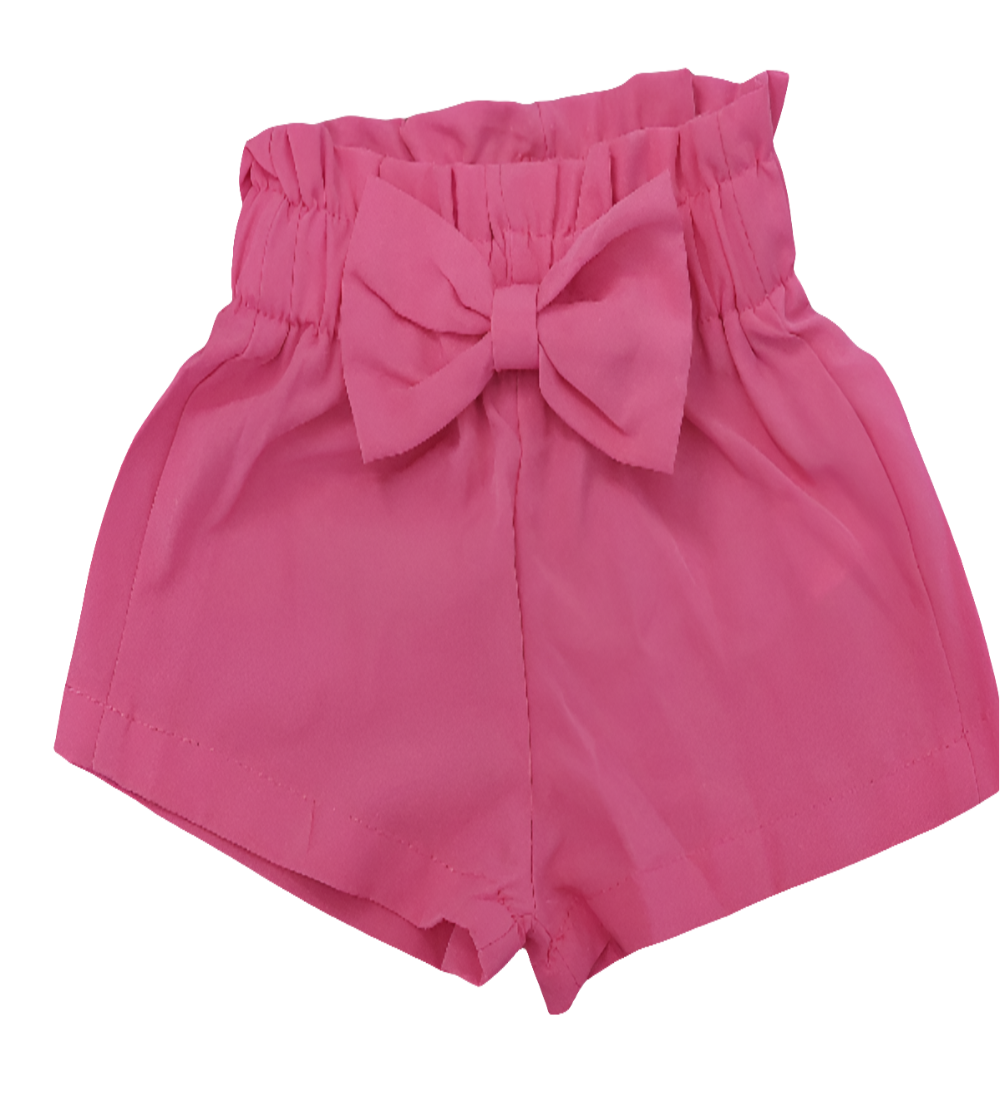 Short donkerroze met strik