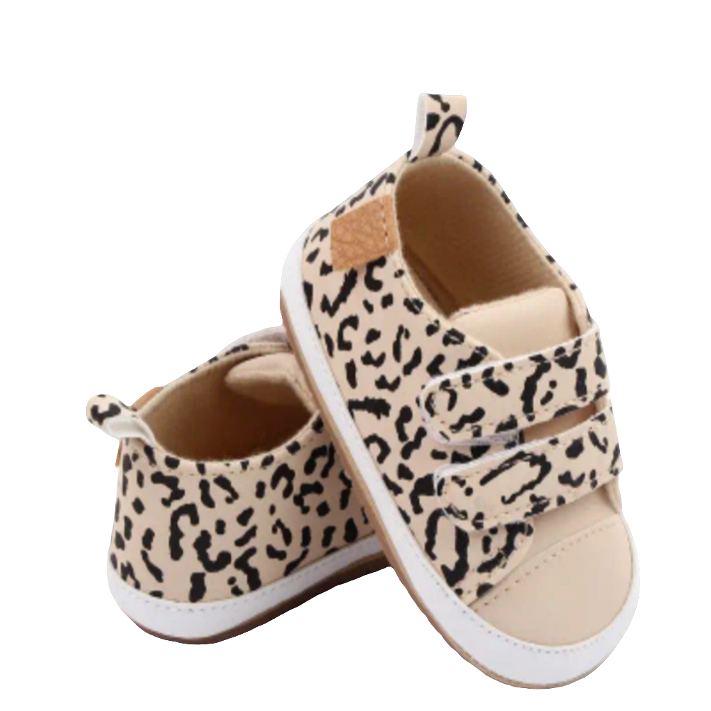 gymp beige pu leer panterprint en klittenband