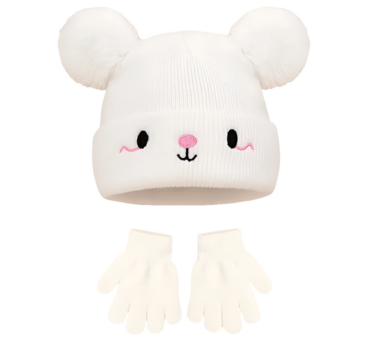 muts en wanten wit beertje