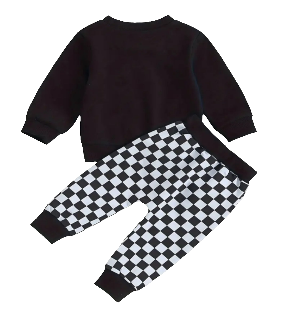 Joggingpak Urban / checkerboard zwart ( eventueel te combineren met de instapper of gymp Urban zwart)