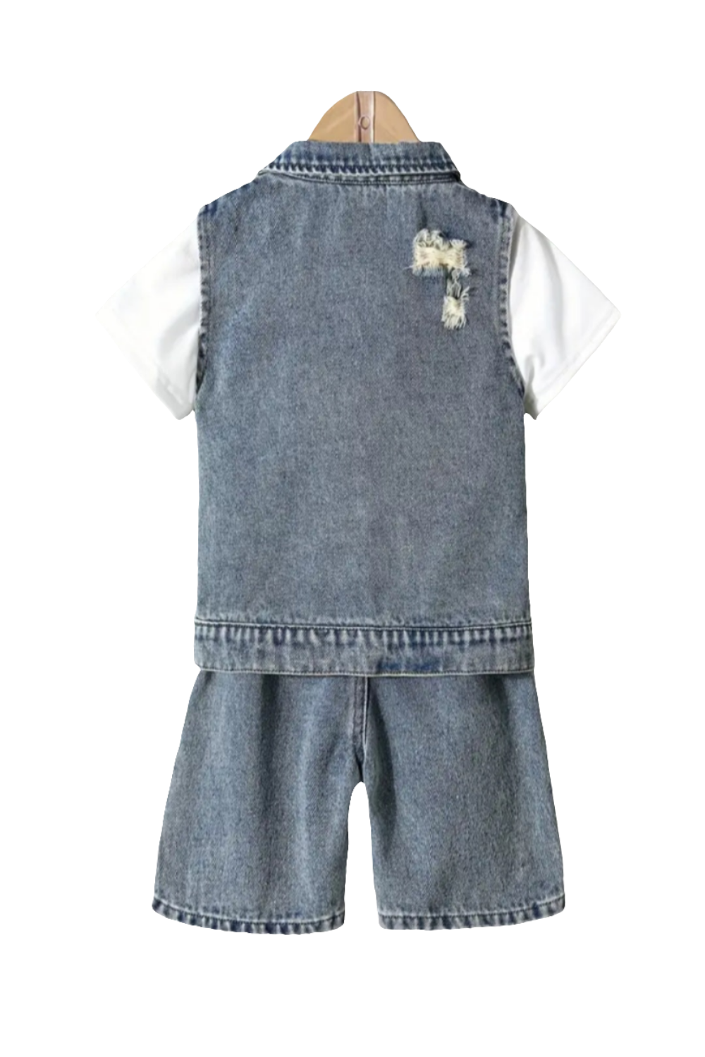 Set: Denim gilet en denim short