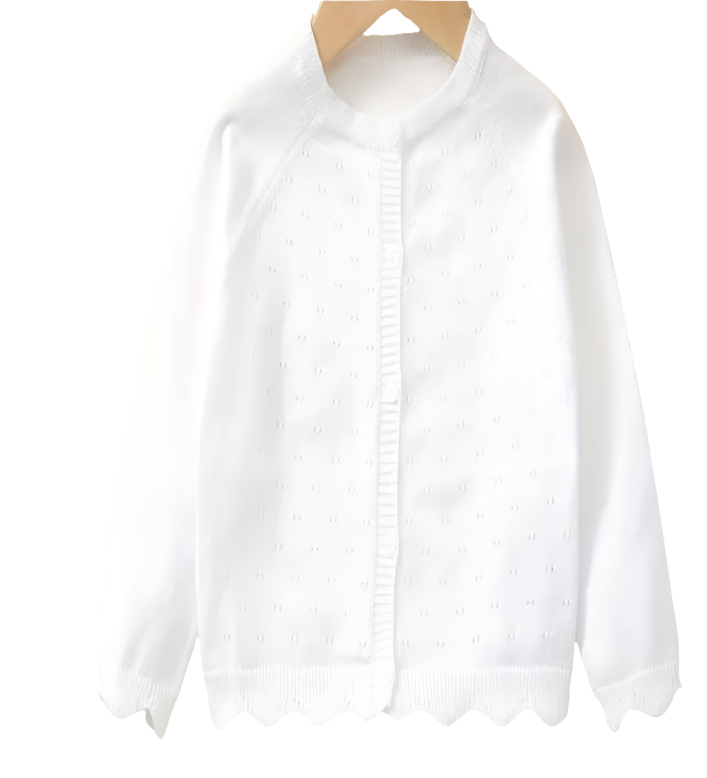 Lief wit vestje met broderie schulprand