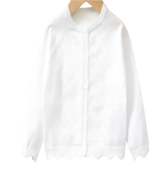 Lief wit vestje met broderie schulprand