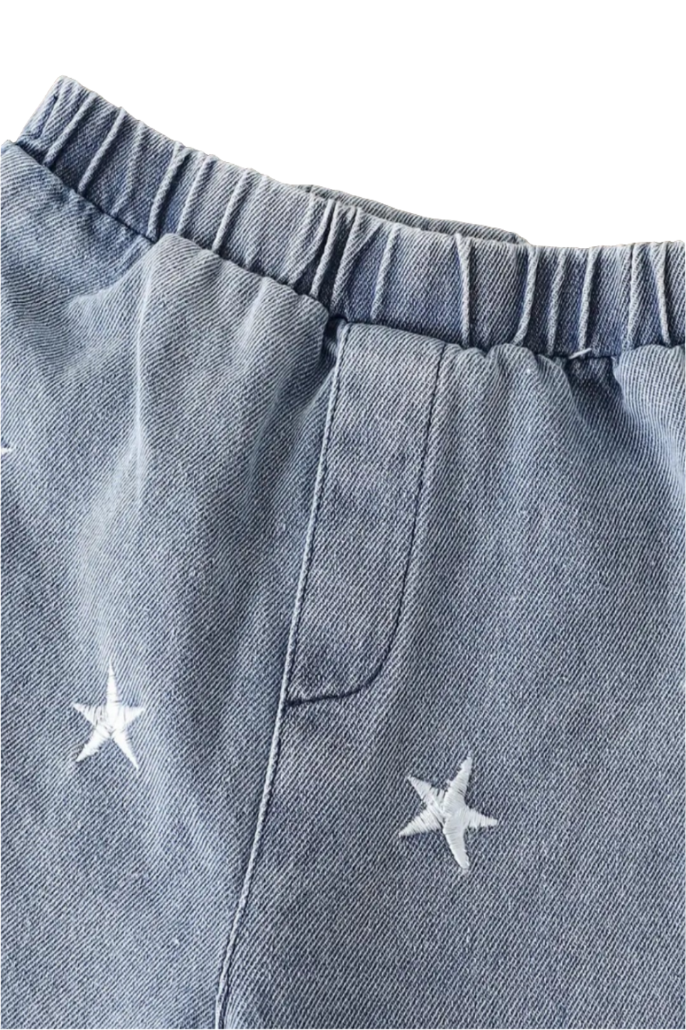 Blouse met blauwe strepen en geborduurde jeans met sterren