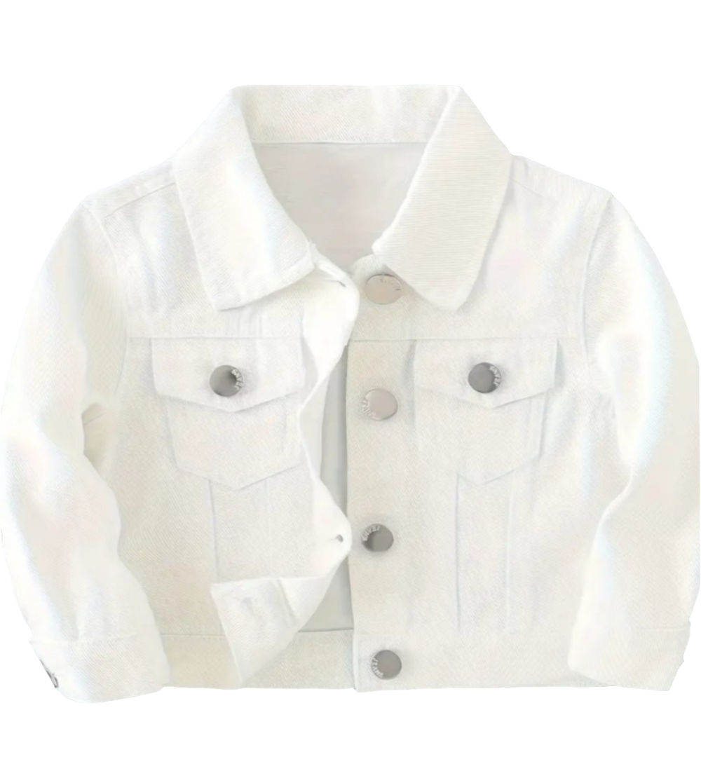 Denim jack wit met 2 borstzakken 