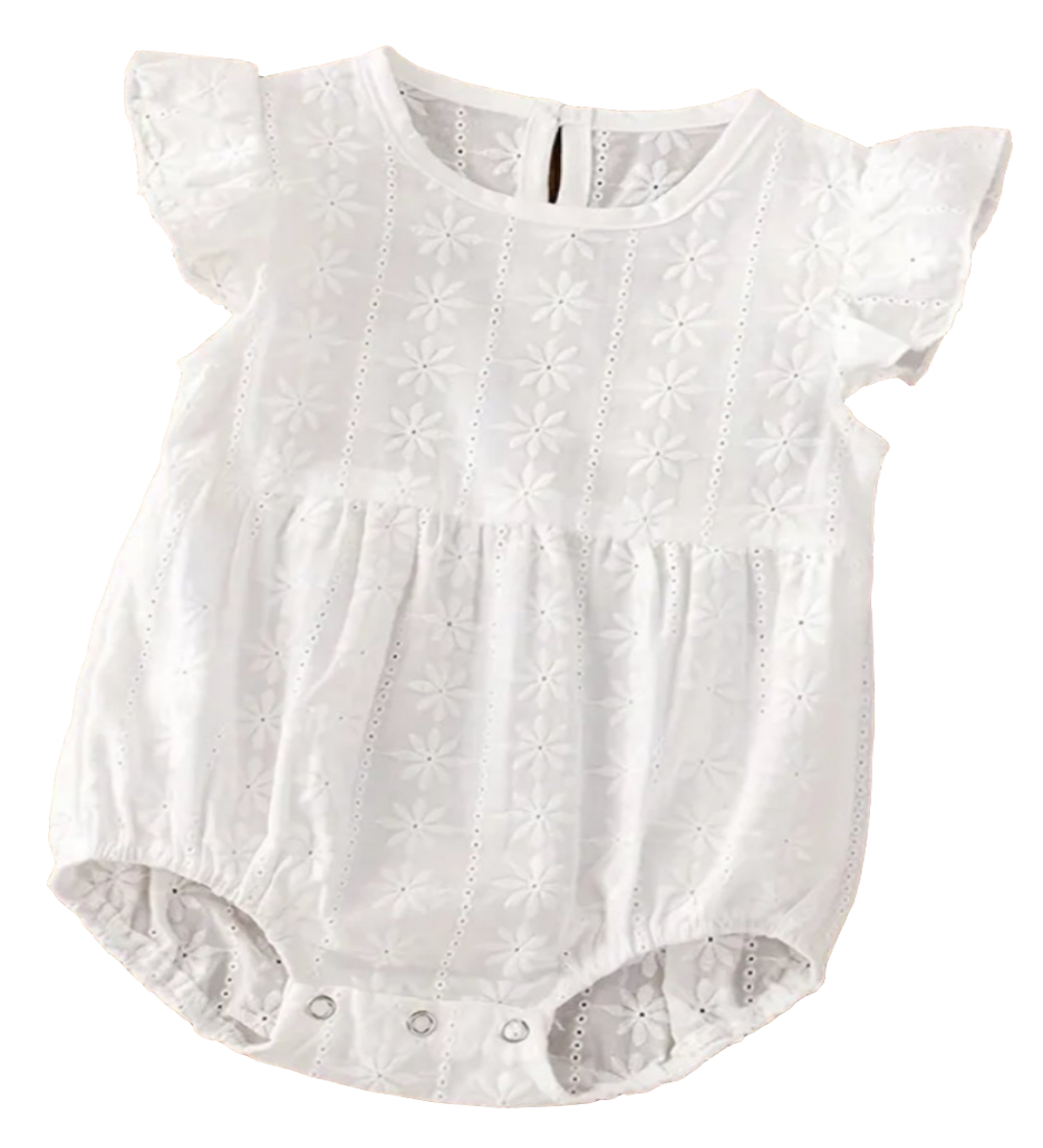 Katoenen broderie romper  ( leuk met de ballerina's van broderie)