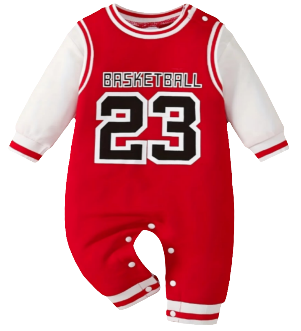 Basketball Jumpsuit " 23" rood/wit van katoen 