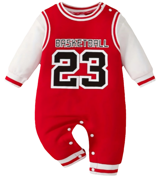 Basketball Jumpsuit " 23" rood/wit van katoen 