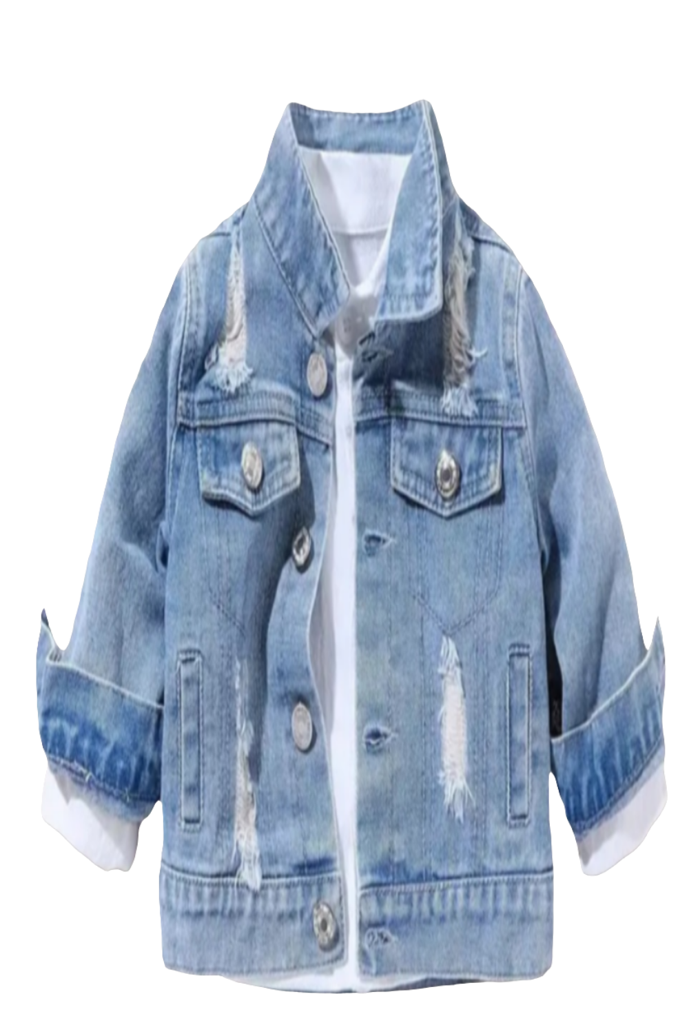 Denim spijkerjack met tekst" Yes I know I look like my father".