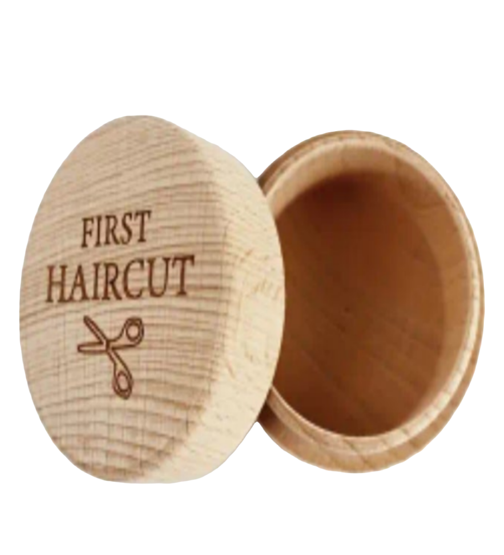 Houten opbergdoosje eerste haarpluk