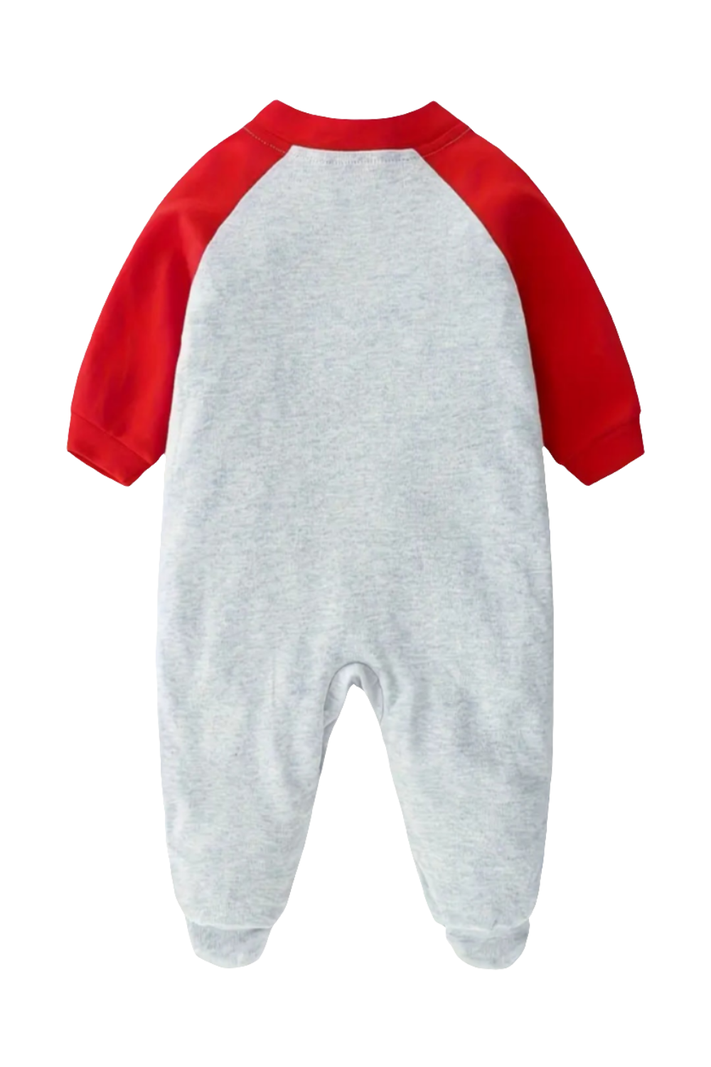 Baseball Jumpsuit "Victory" met voetjes grijs/rood