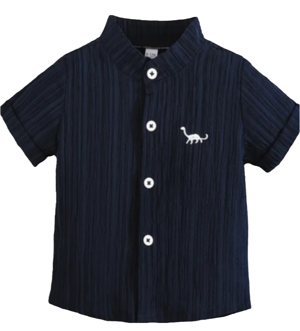 overhemd marineblauw met korte mouw