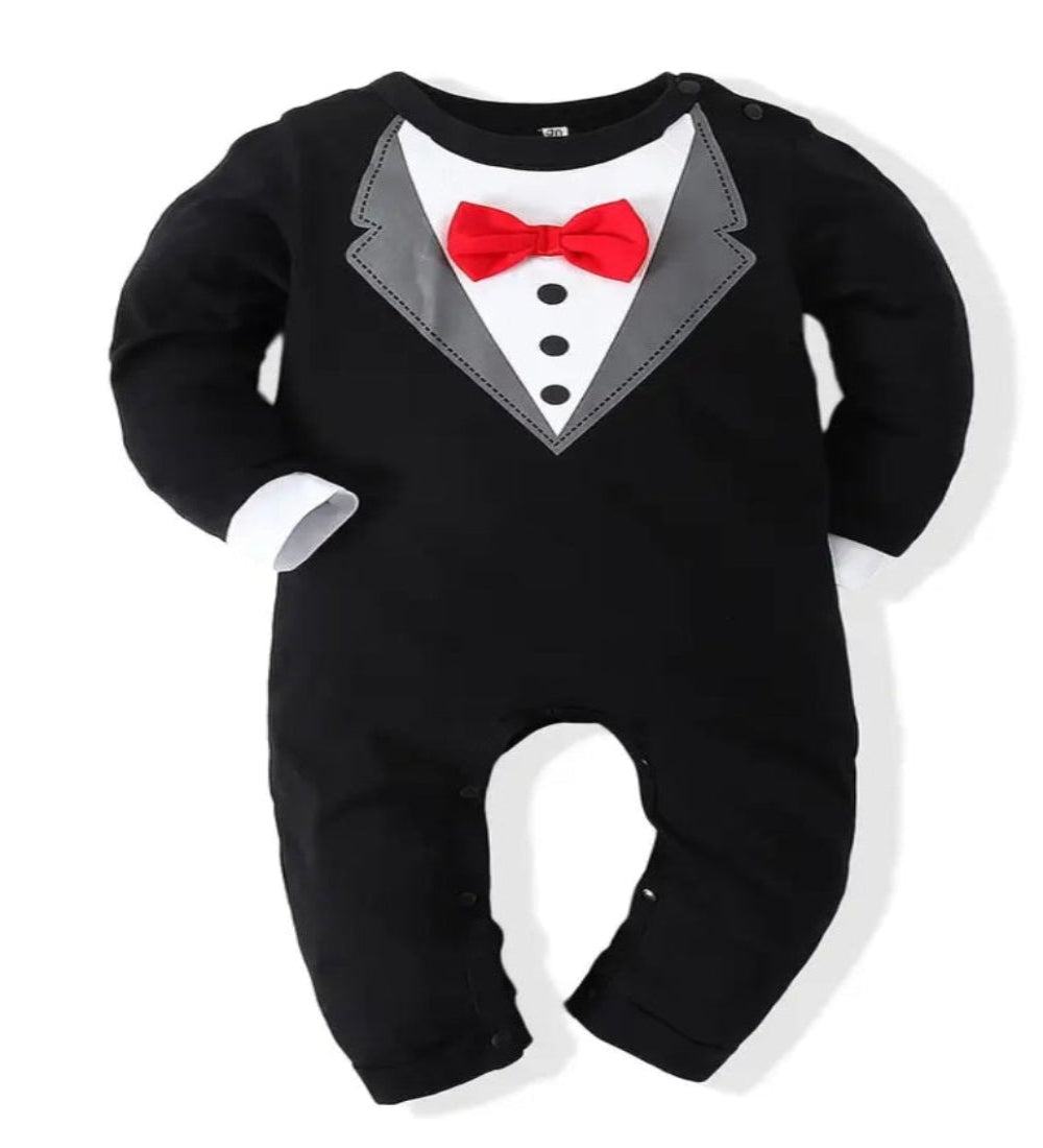 Boxpak "Mijn eerste smoking" zwart met rode vlinderdas