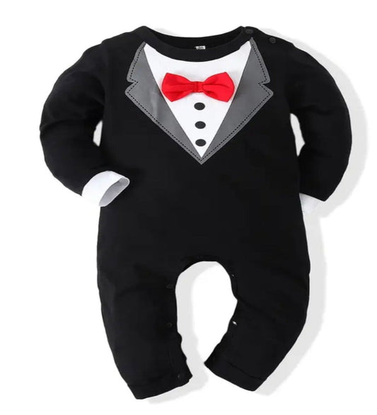 Boxpak "Mijn eerste smoking" zwart met rode vlinderdas