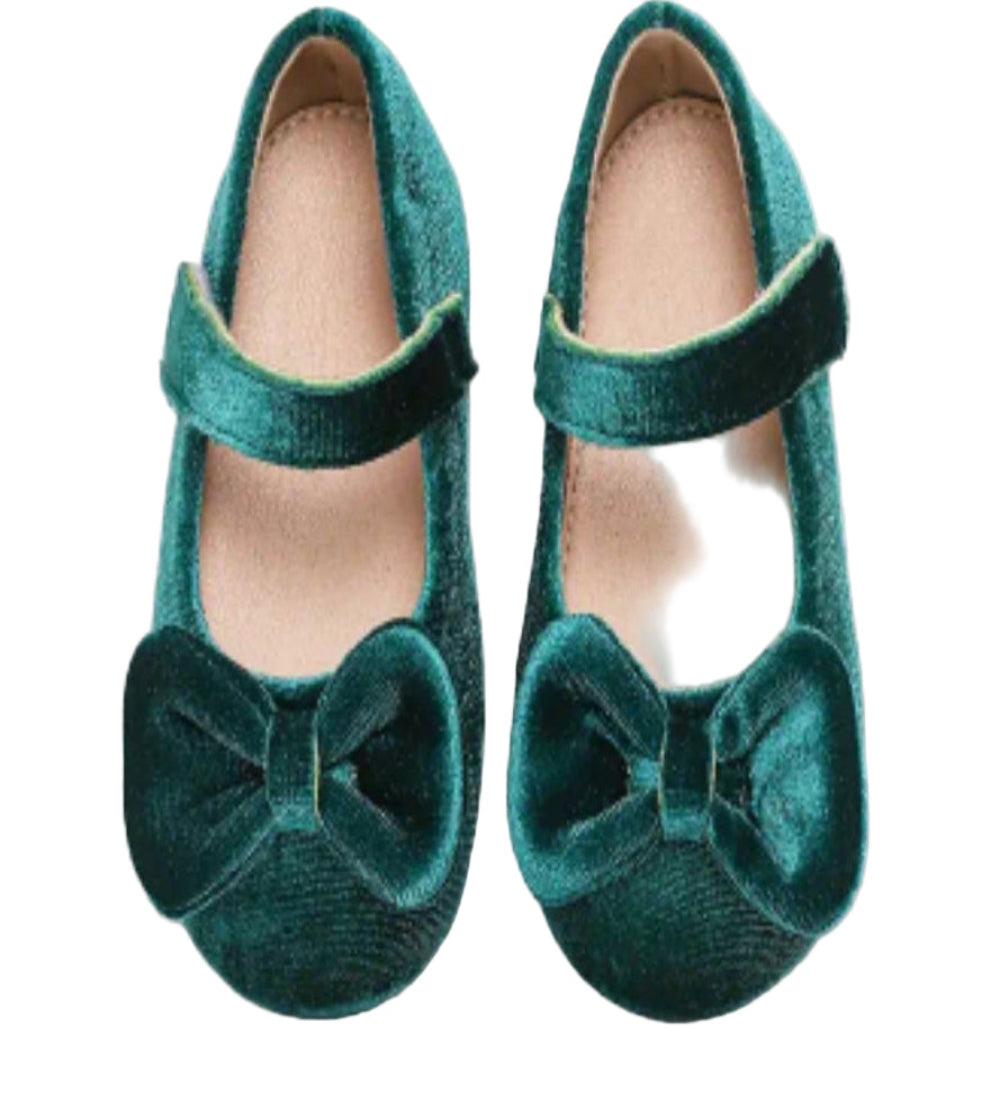 ballerina groen of wijnrood fluweel met strikje