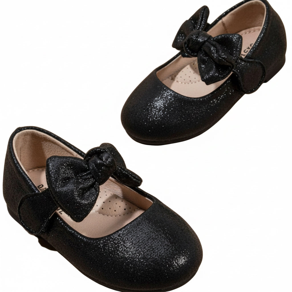 ballerina met strikje zwart en zilver