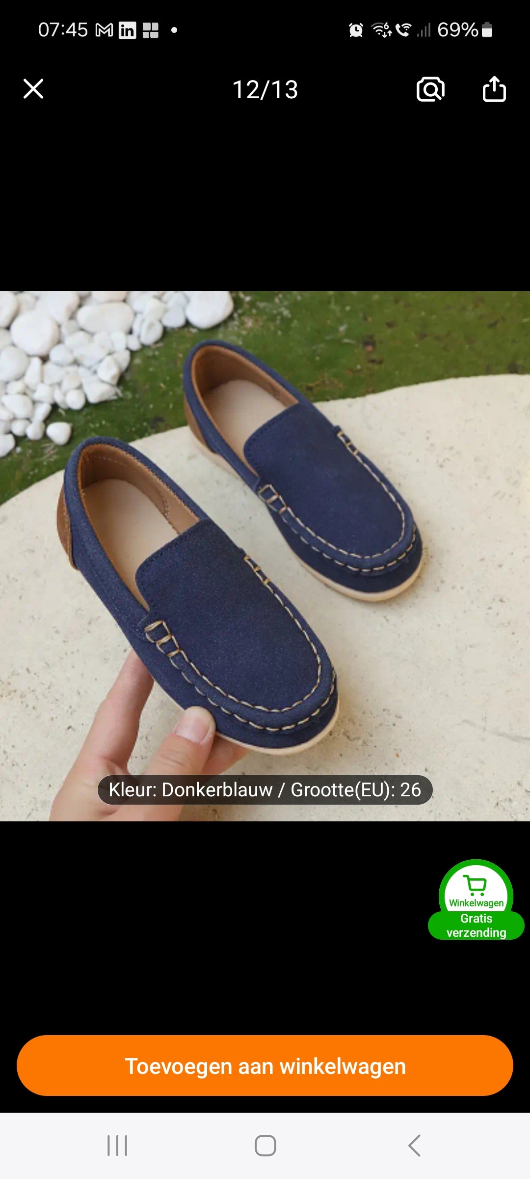 loafer marineblauw met bruine hiel