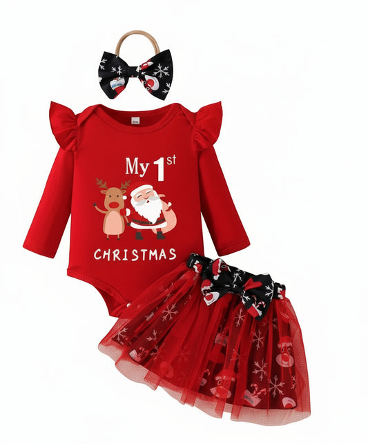 kerstset meisje rood