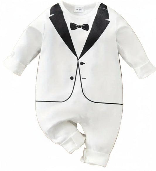 Boxpak "Mijn eerste smoking " wit met zwarte vlinderdas