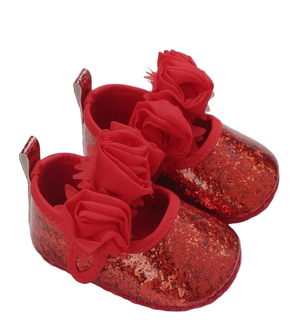 ballerina's rood met roosjes