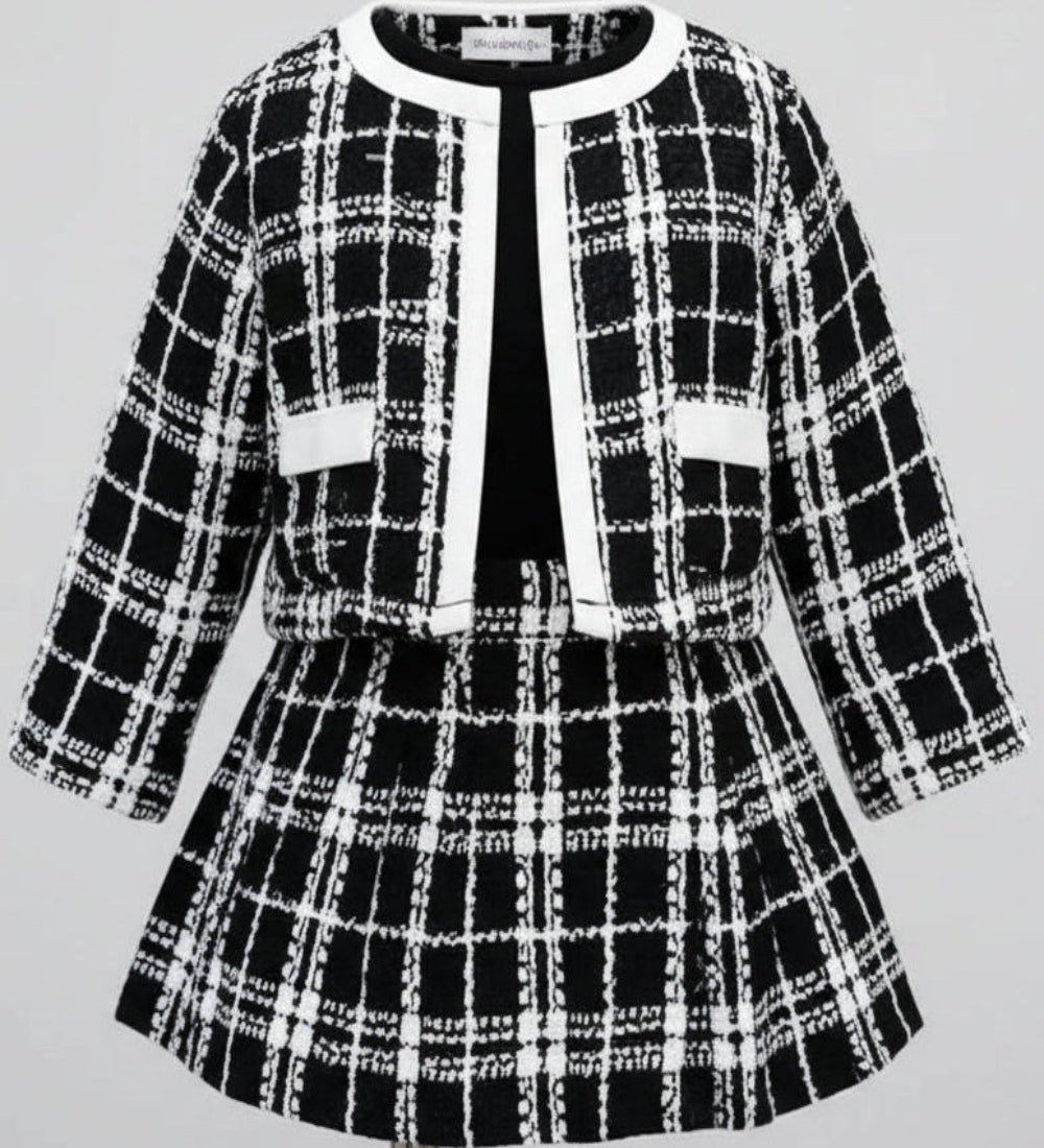 setje jasje met rokje zwart met wit