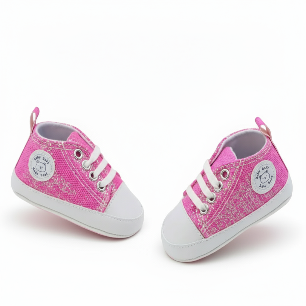 gympen in glitterstof fel roze of lila