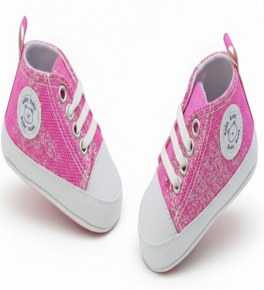 gympen in glitterstof fel roze of lila