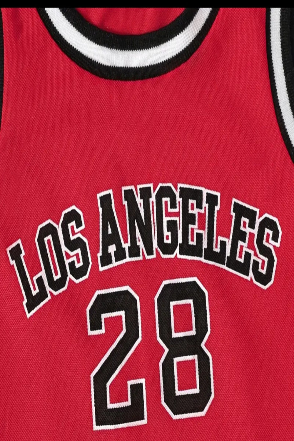 Basketball  singlet met short "Los Angeles 28" rood