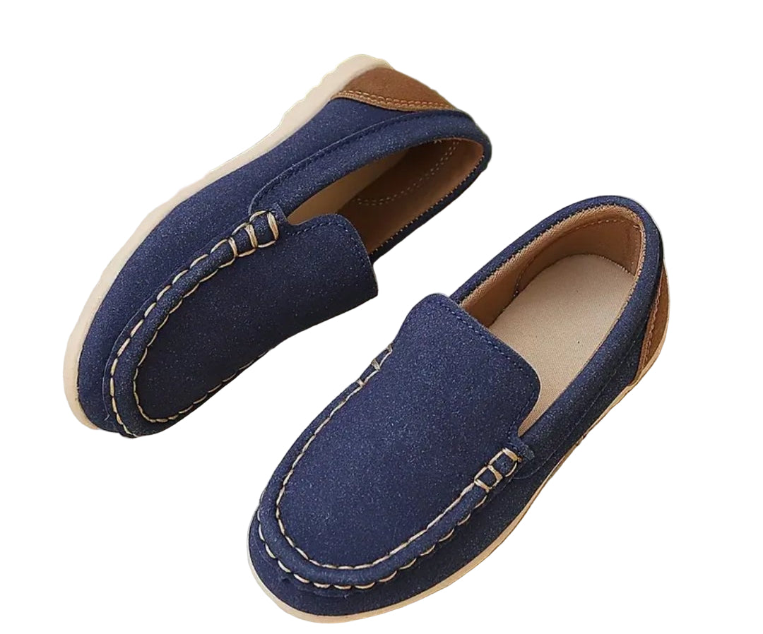 loafer marineblauw met bruine hiel