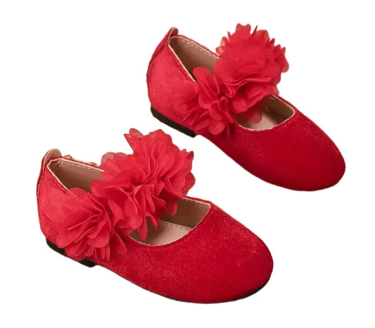 ballerina met bloemetjes in rood en wijnrood