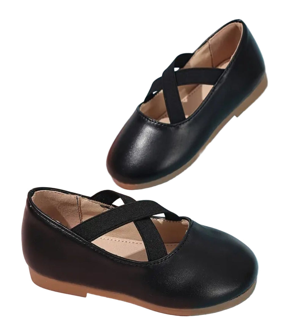 ballerina zwart of beige met kruis band