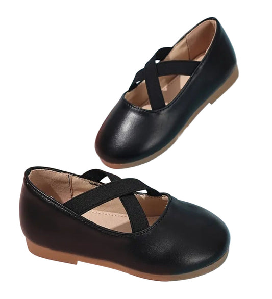 ballerina zwart of beige met kruis band