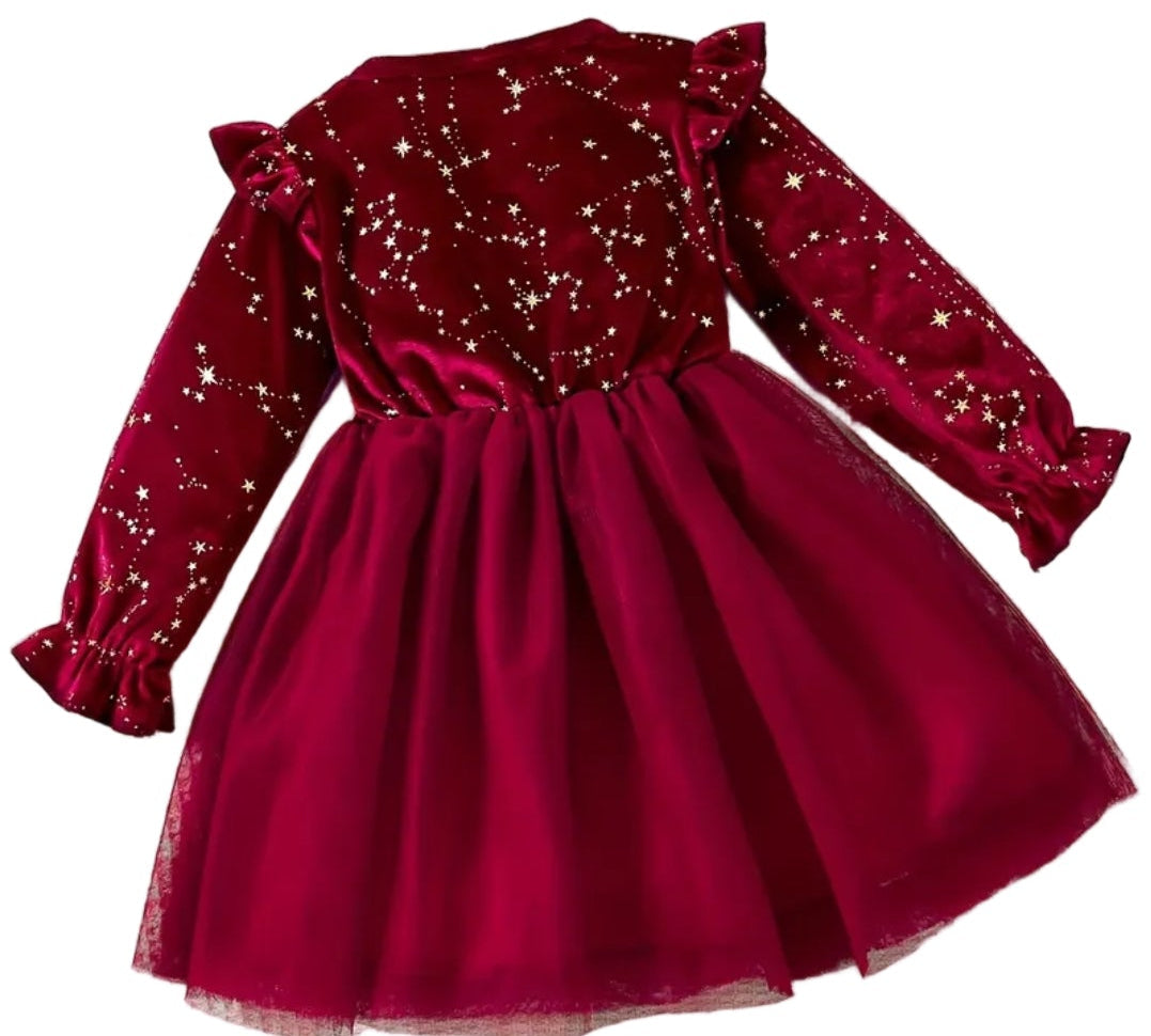 Kerstjurk wijnrood met strik