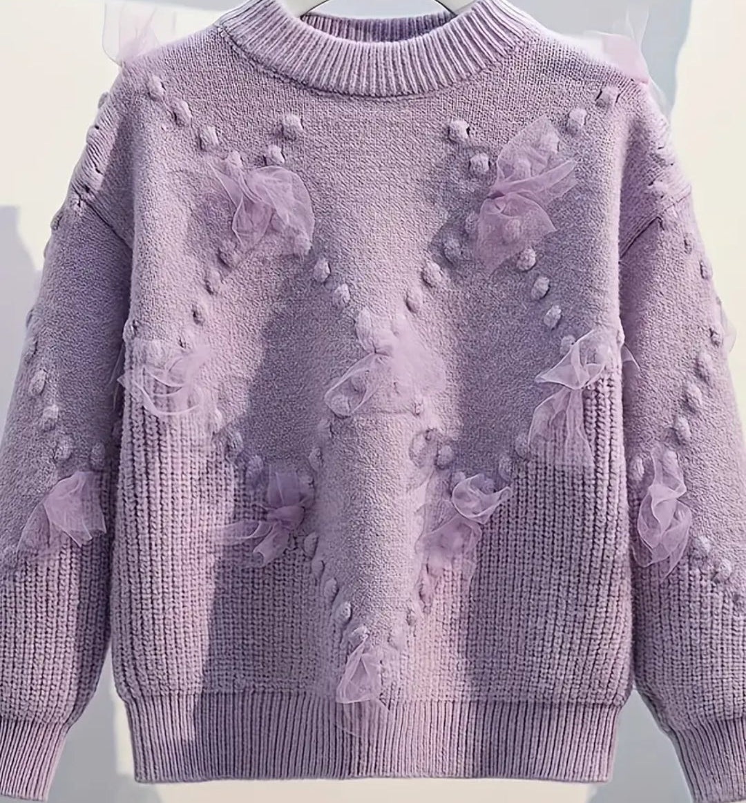 trui lila met tule strikjes